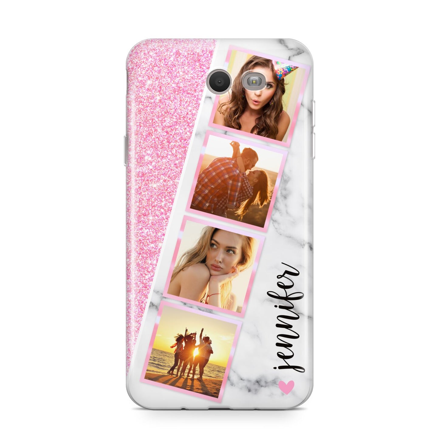 Personalised Pink Marble Photo Strip Samsung Galaxy J7 2017 Case