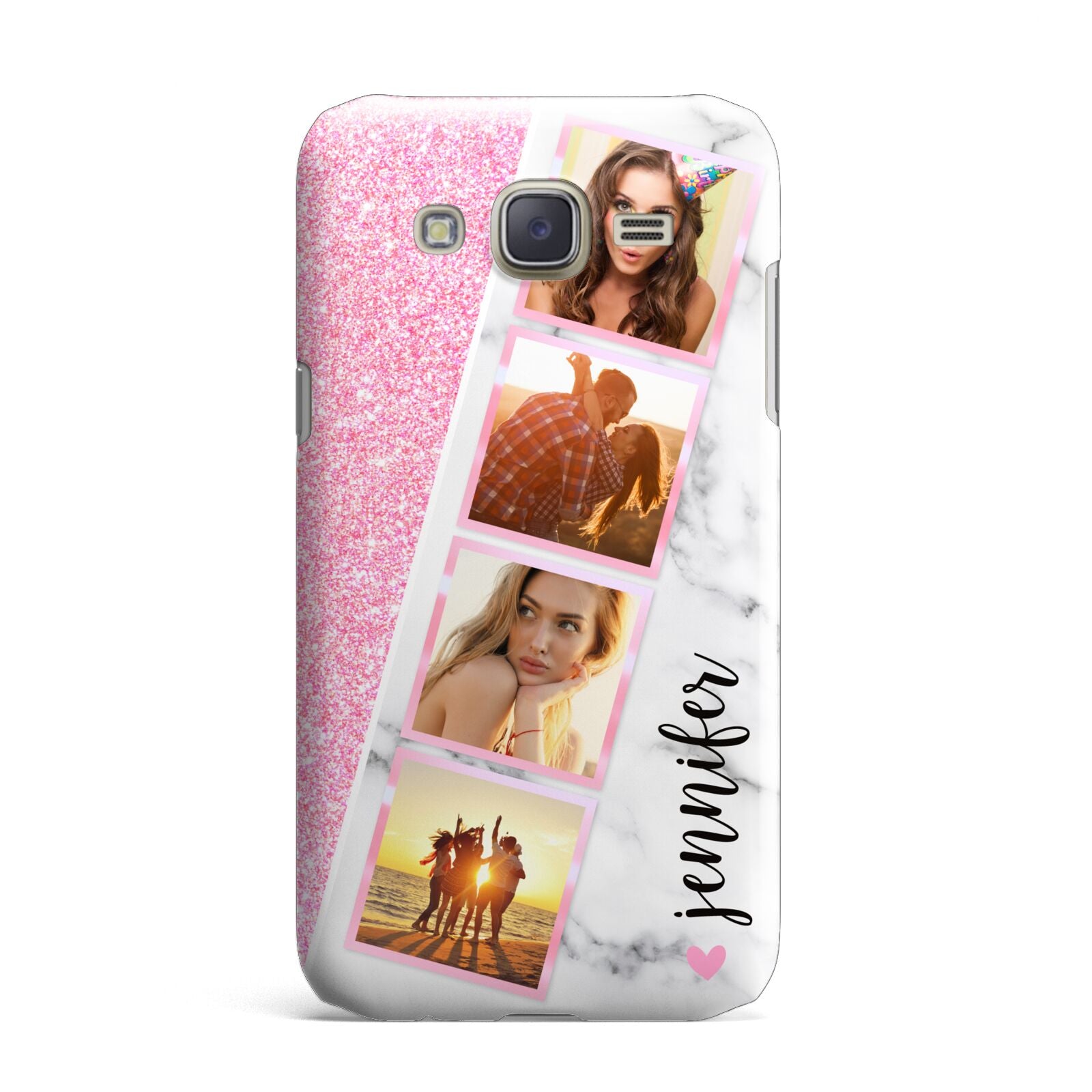 Personalised Pink Marble Photo Strip Samsung Galaxy J7 Case