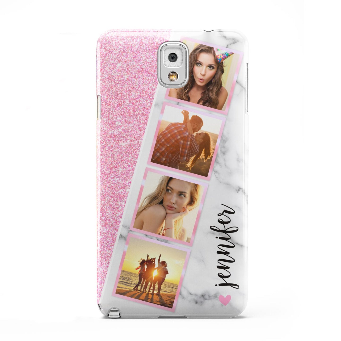 Personalised Pink Marble Photo Strip Samsung Galaxy Note 3 Case