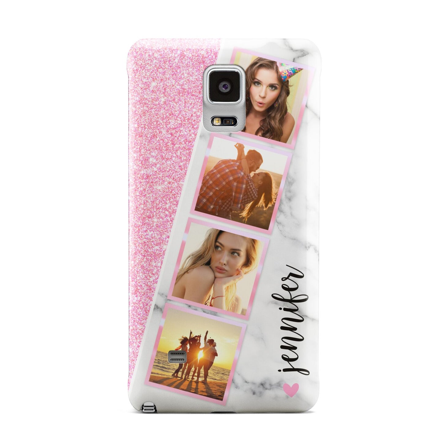 Personalised Pink Marble Photo Strip Samsung Galaxy Note 4 Case