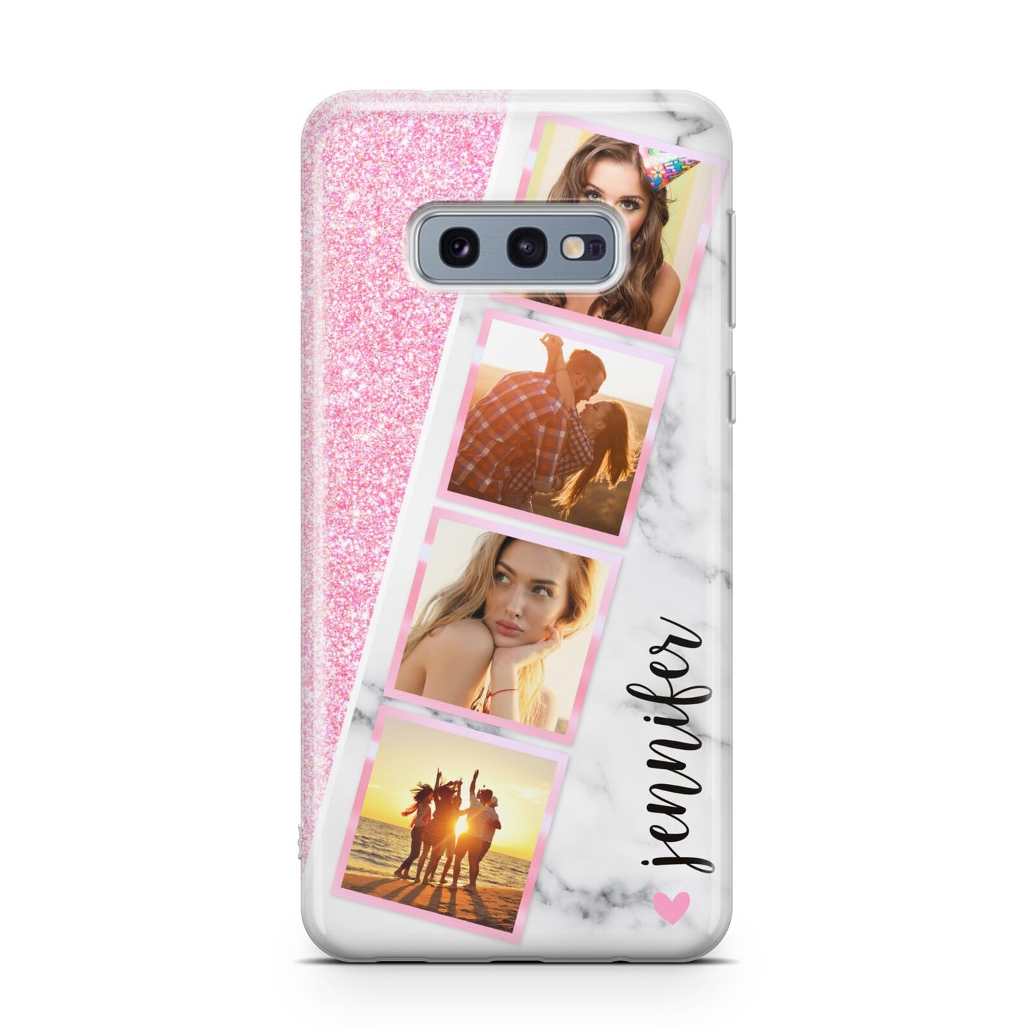 Personalised Pink Marble Photo Strip Samsung Galaxy S10E Case