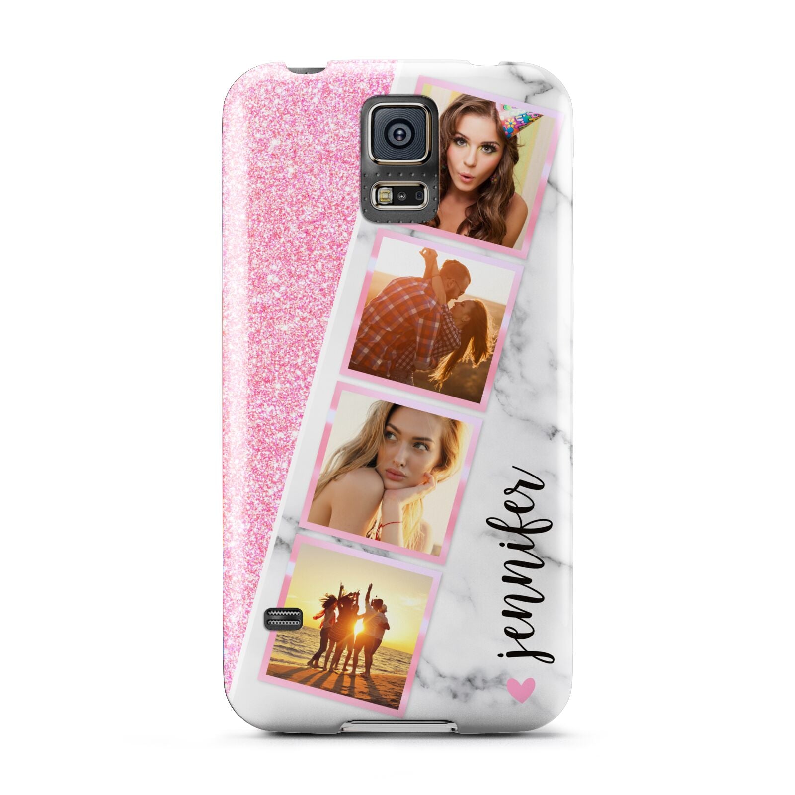 Personalised Pink Marble Photo Strip Samsung Galaxy S5 Case