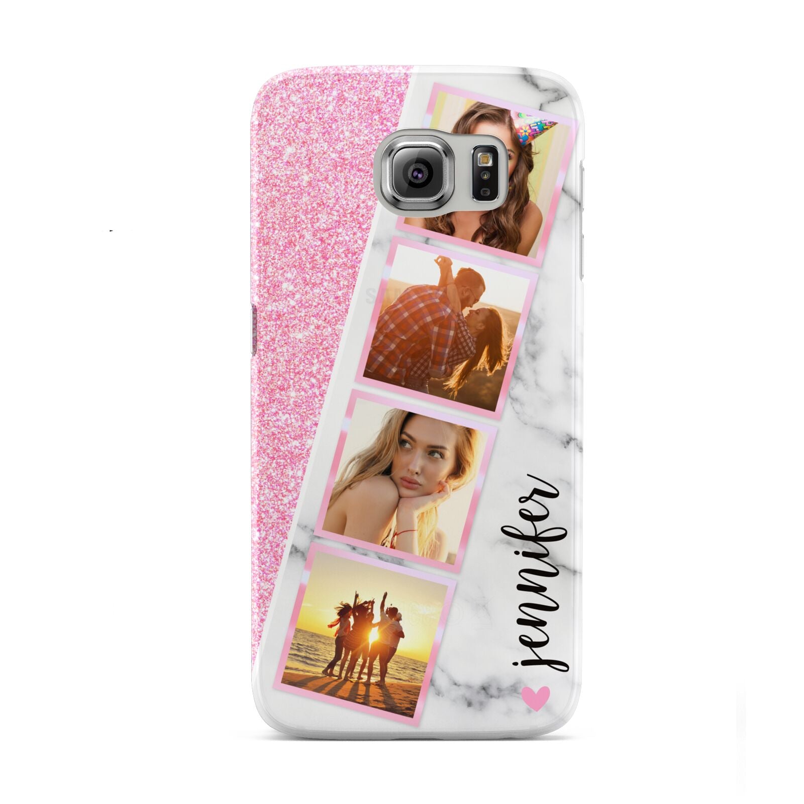 Personalised Pink Marble Photo Strip Samsung Galaxy S6 Case