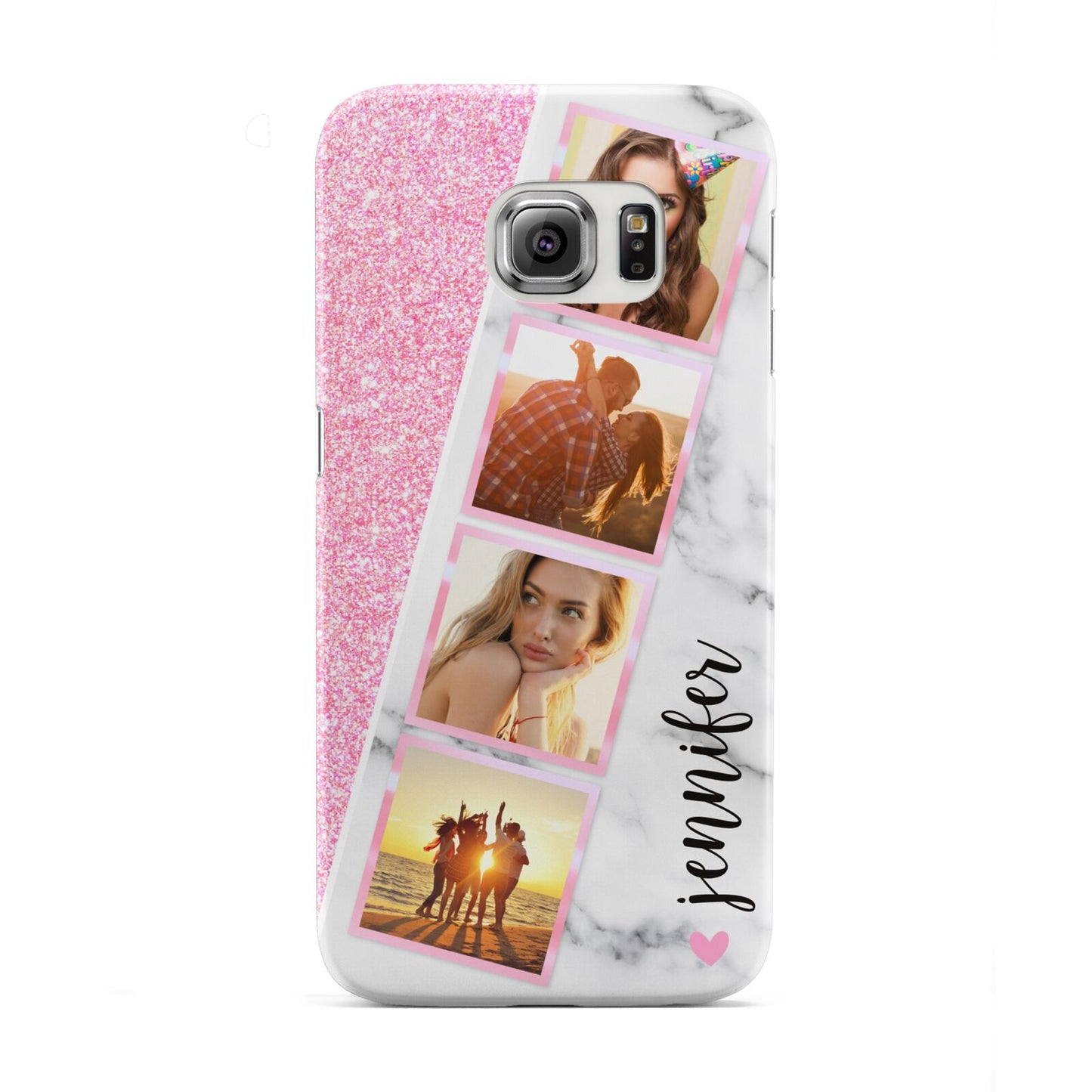 Personalised Pink Marble Photo Strip Samsung Galaxy S6 Edge Case