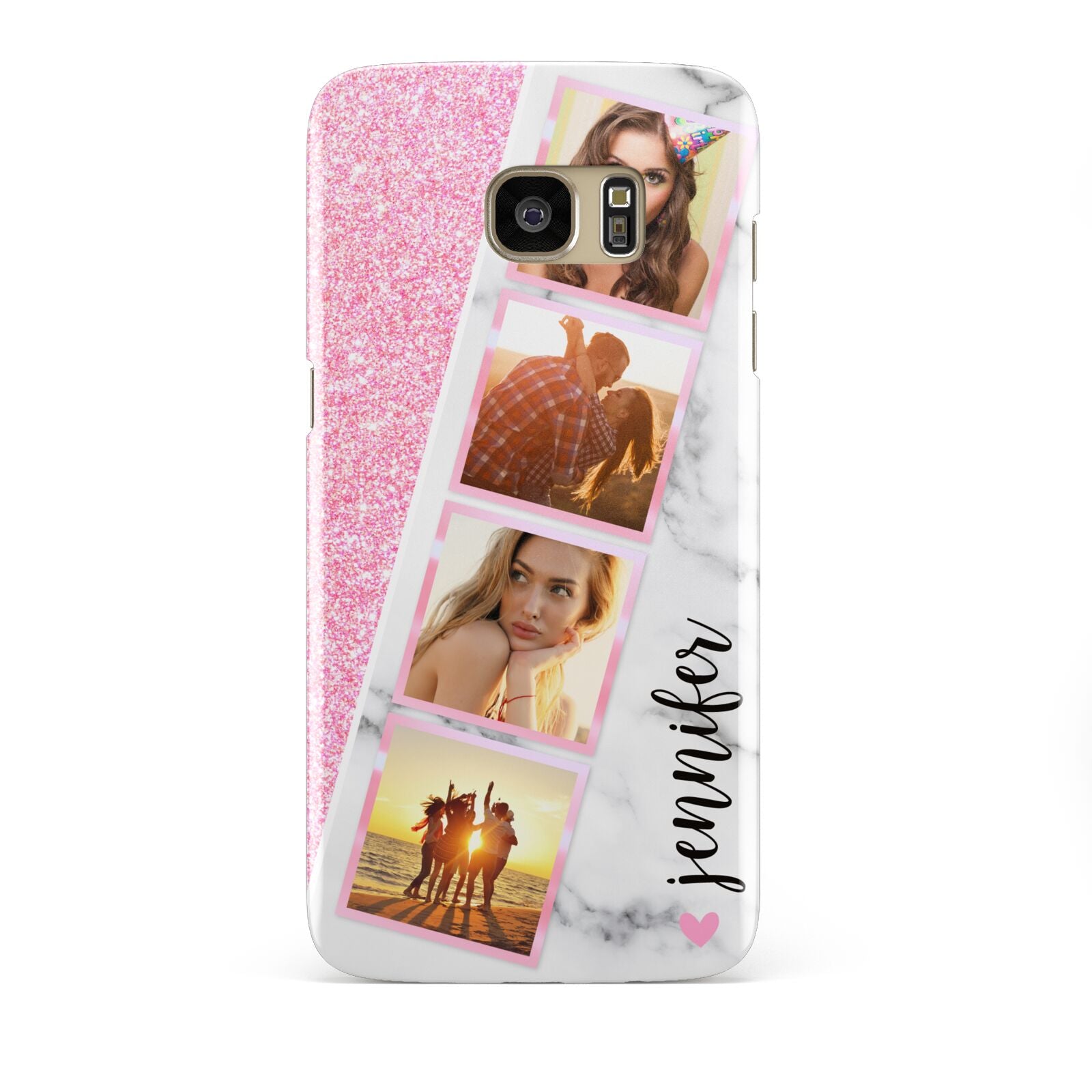 Personalised Pink Marble Photo Strip Samsung Galaxy S7 Edge Case