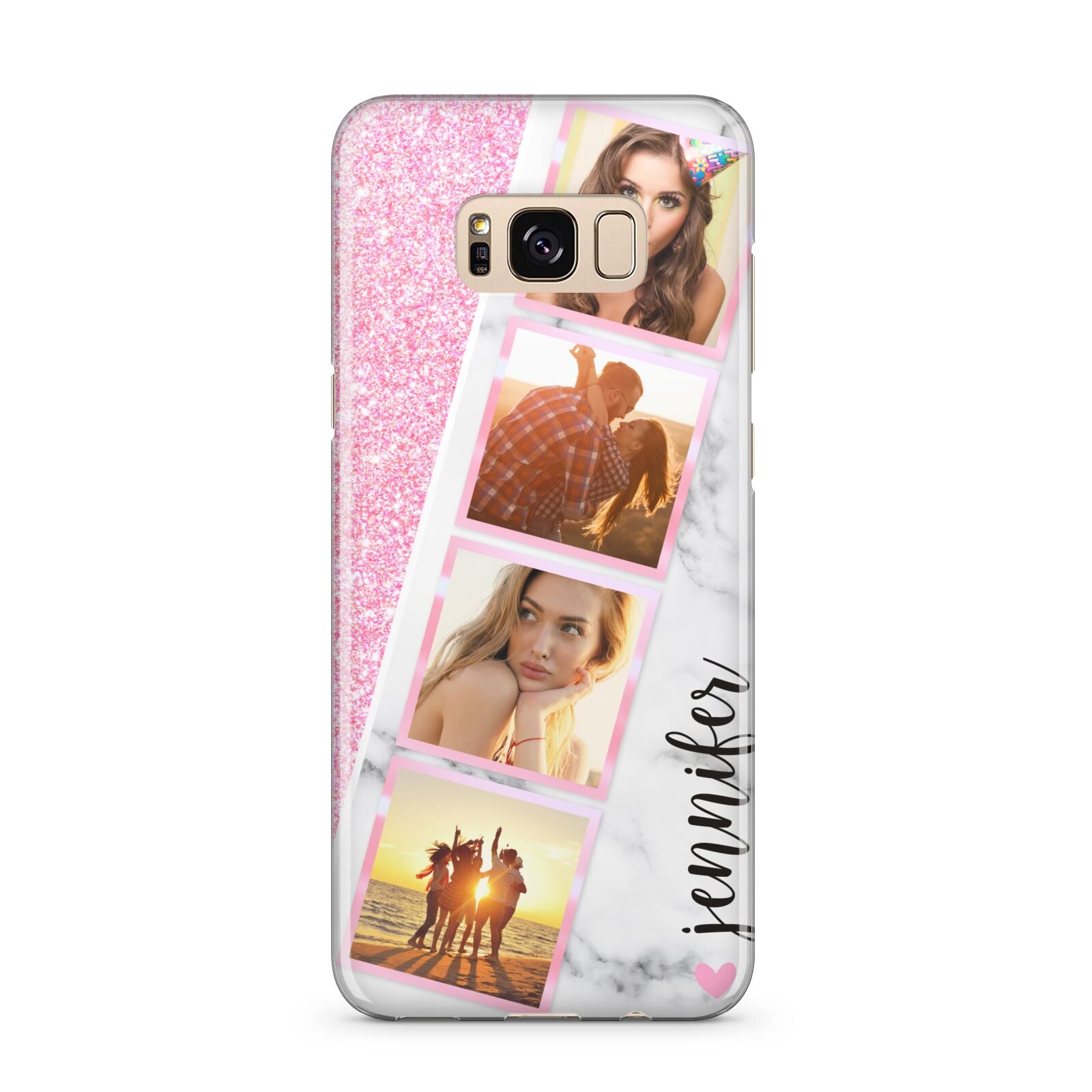 Personalised Pink Marble Photo Strip Samsung Galaxy S8 Plus Case