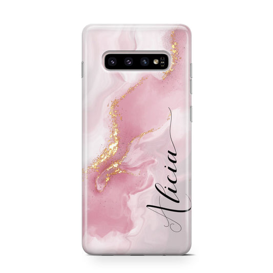 Personalised Pink Marble Protective Samsung Galaxy Case