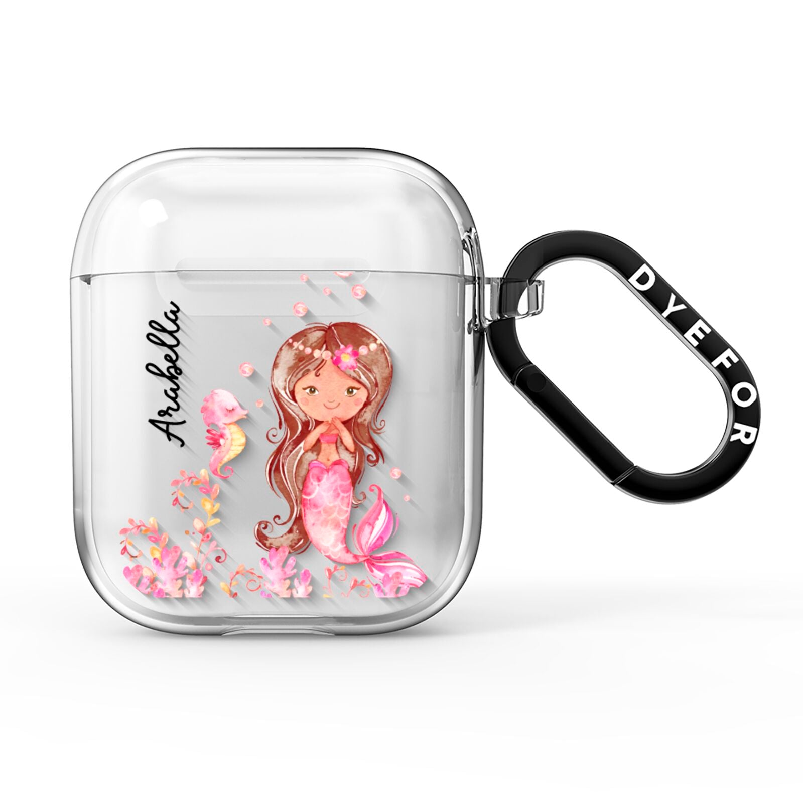 Personalised Pink Mermaid AirPods Clear Case