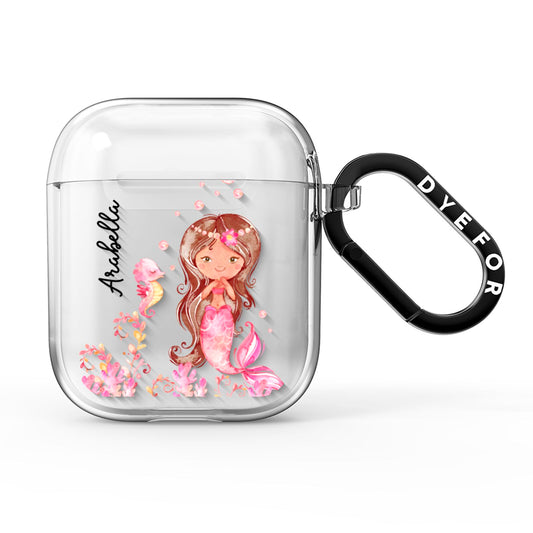 Personalised Pink Mermaid AirPods Clear Case