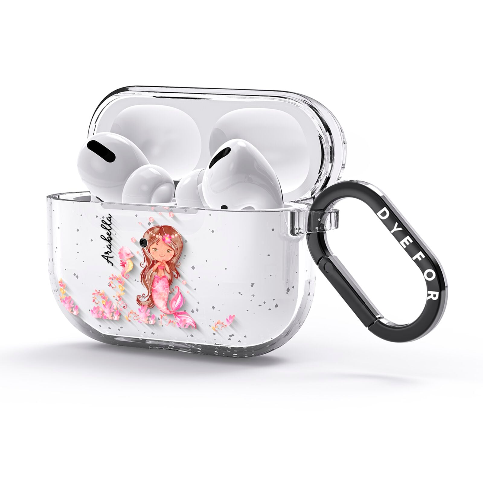 Personalised Pink Mermaid AirPods Glitter Case 3rd Gen Side Image