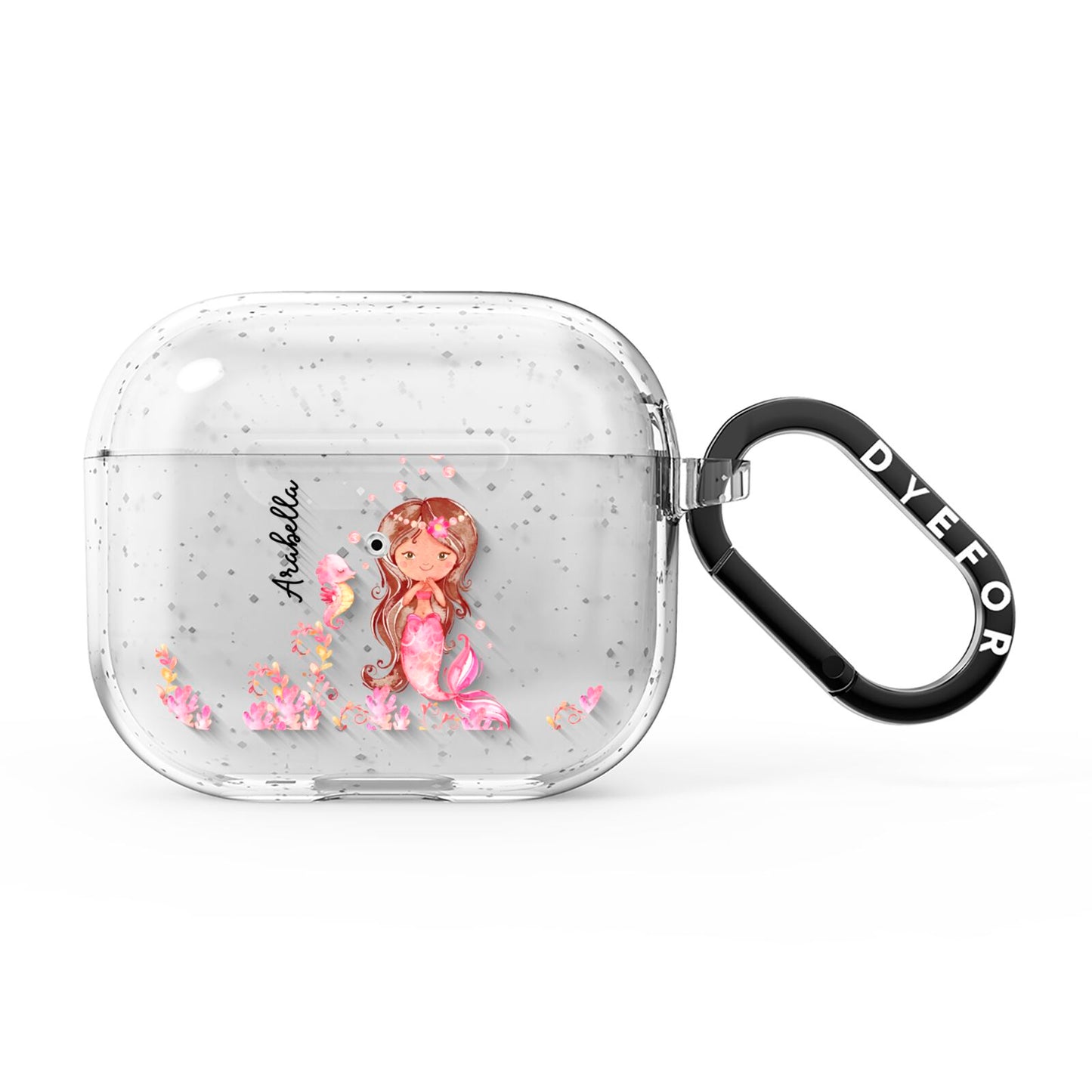 Personalised Pink Mermaid AirPods Glitter Case 3rd Gen