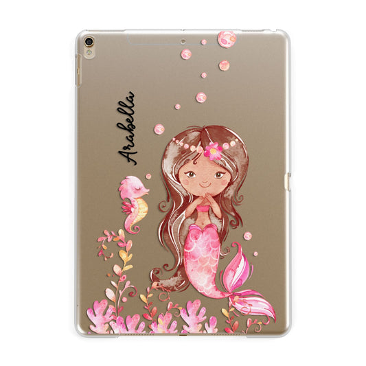 Personalised Pink Mermaid Apple iPad Gold Case