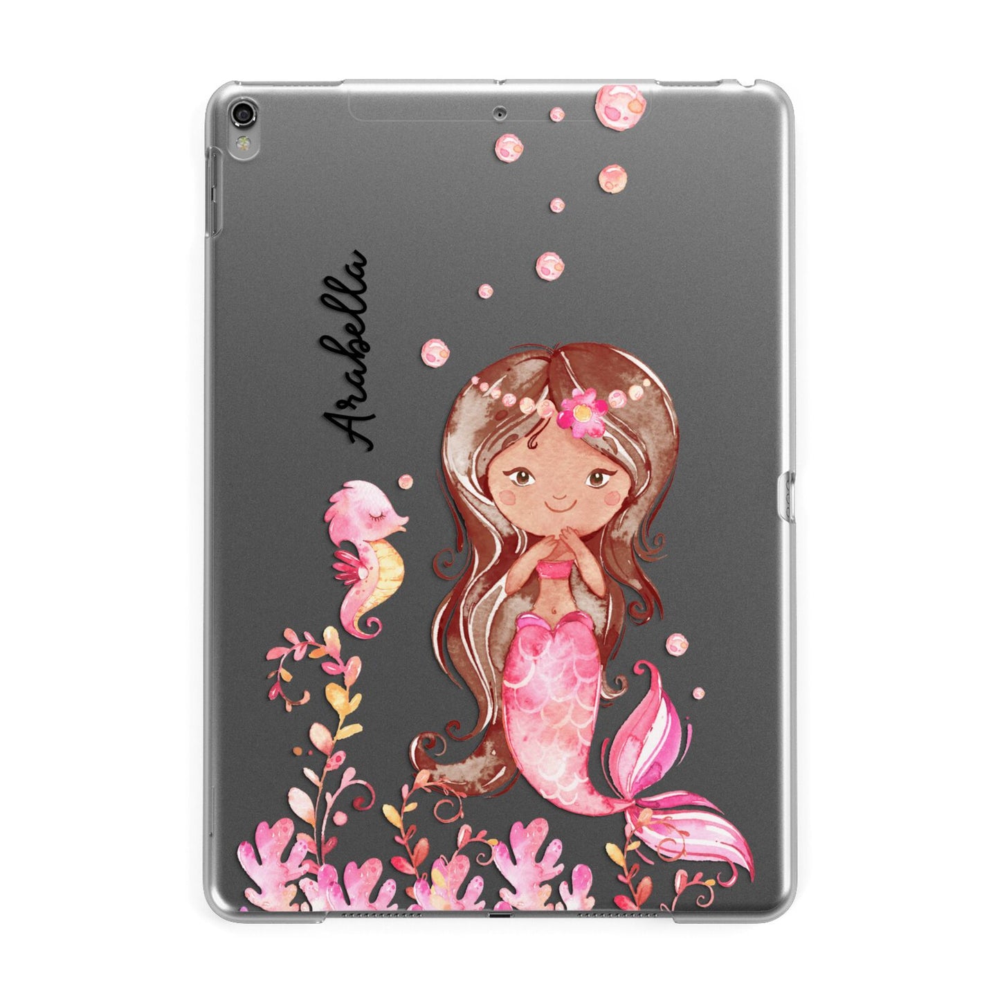 Personalised Pink Mermaid Apple iPad Grey Case