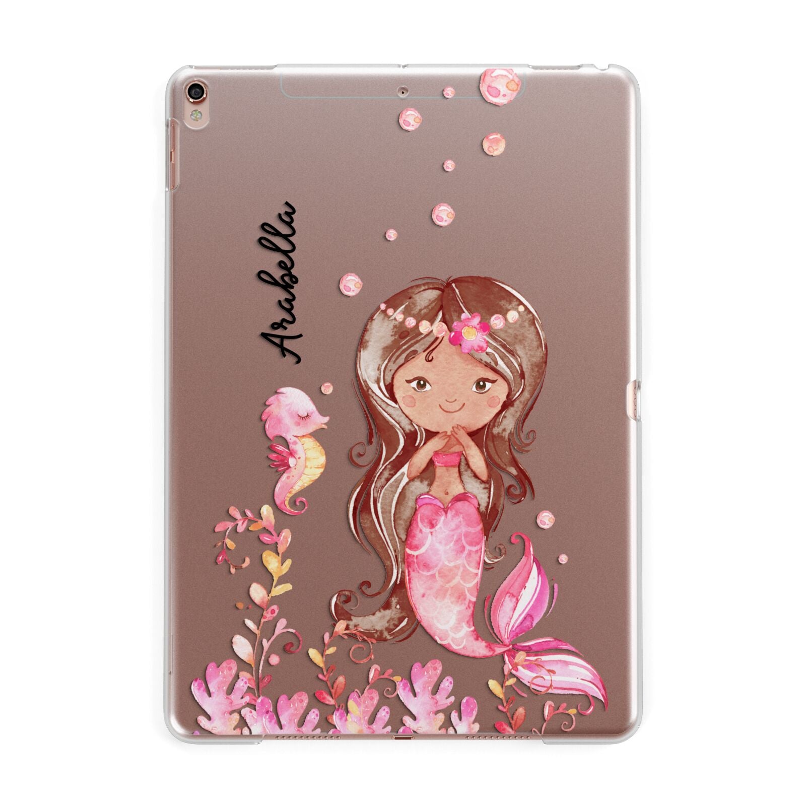 Personalised Pink Mermaid Apple iPad Rose Gold Case