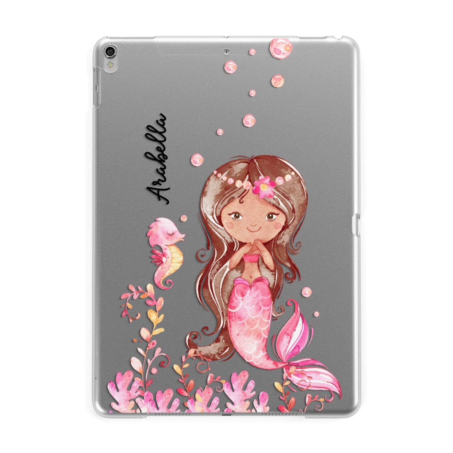 Personalised Pink Mermaid Apple iPad Silver Case