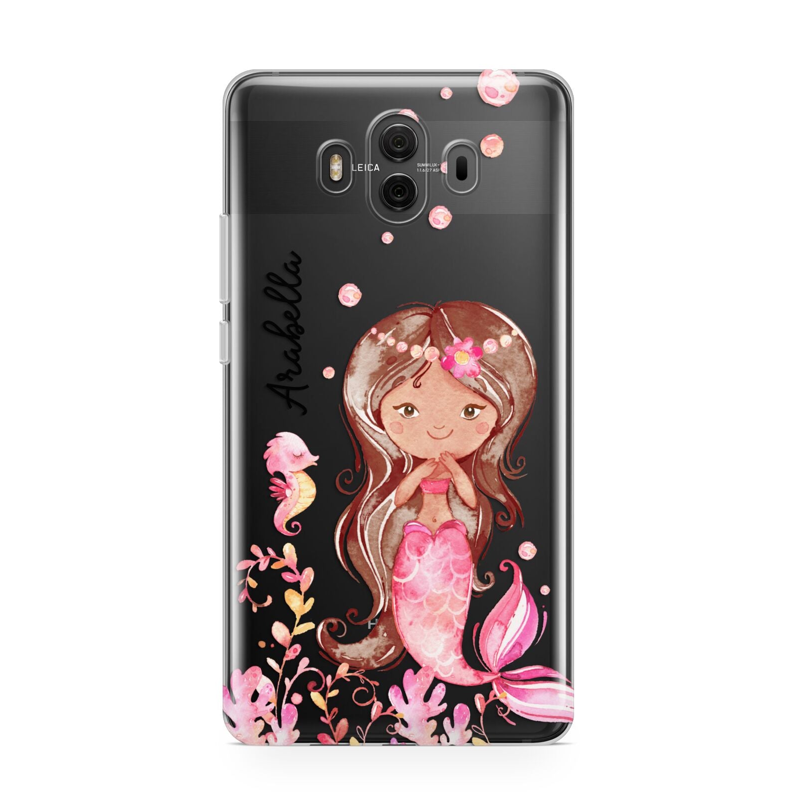 Personalised Pink Mermaid Huawei Mate 10 Protective Phone Case