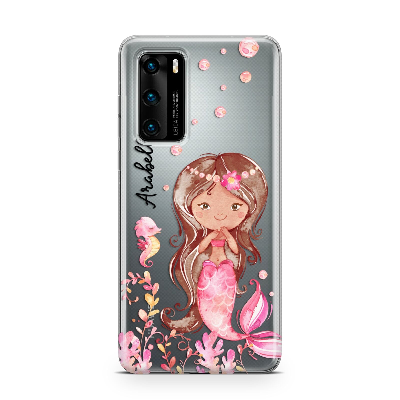 Personalised Pink Mermaid Huawei P40 Phone Case