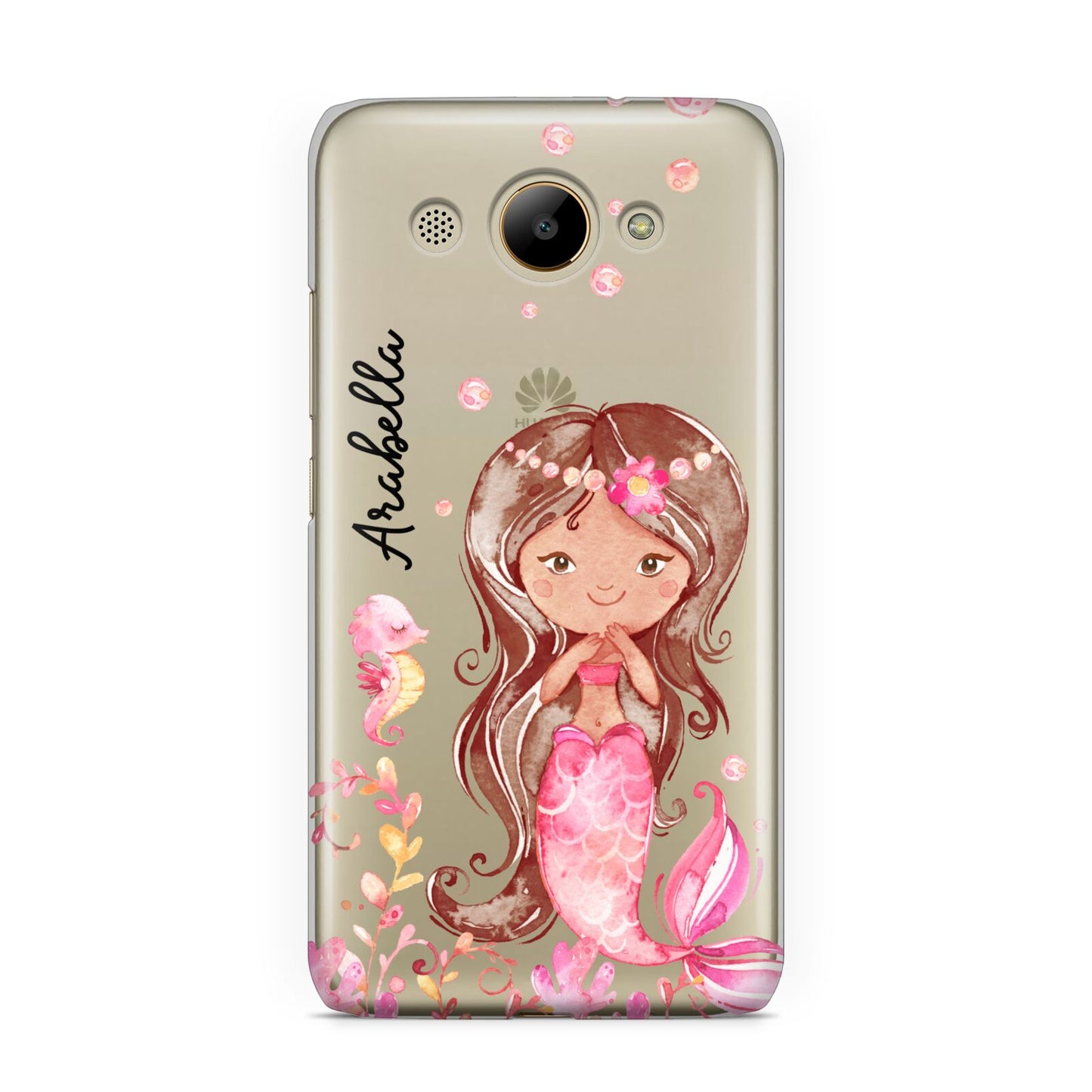 Personalised Pink Mermaid Huawei Y3 2017