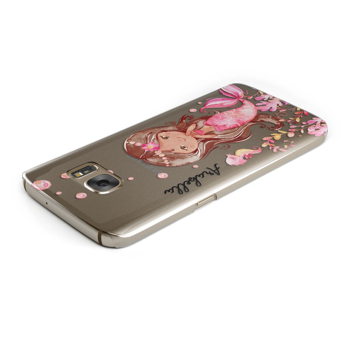 Personalised Pink Mermaid Samsung Galaxy Case Top Cutout