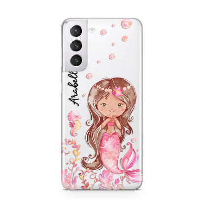 Personalised Pink Mermaid Samsung S21 Case