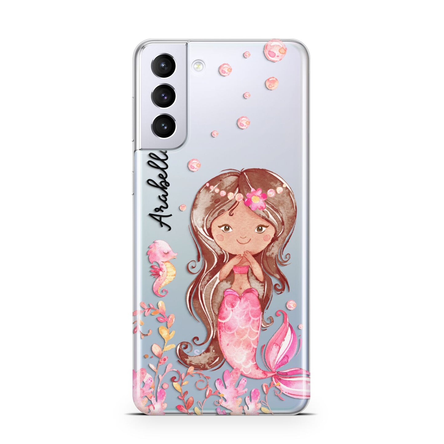 Personalised Pink Mermaid Samsung S21 Plus Case