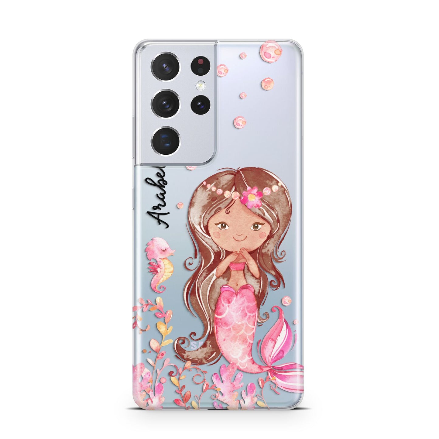 Personalised Pink Mermaid Samsung S21 Ultra Case