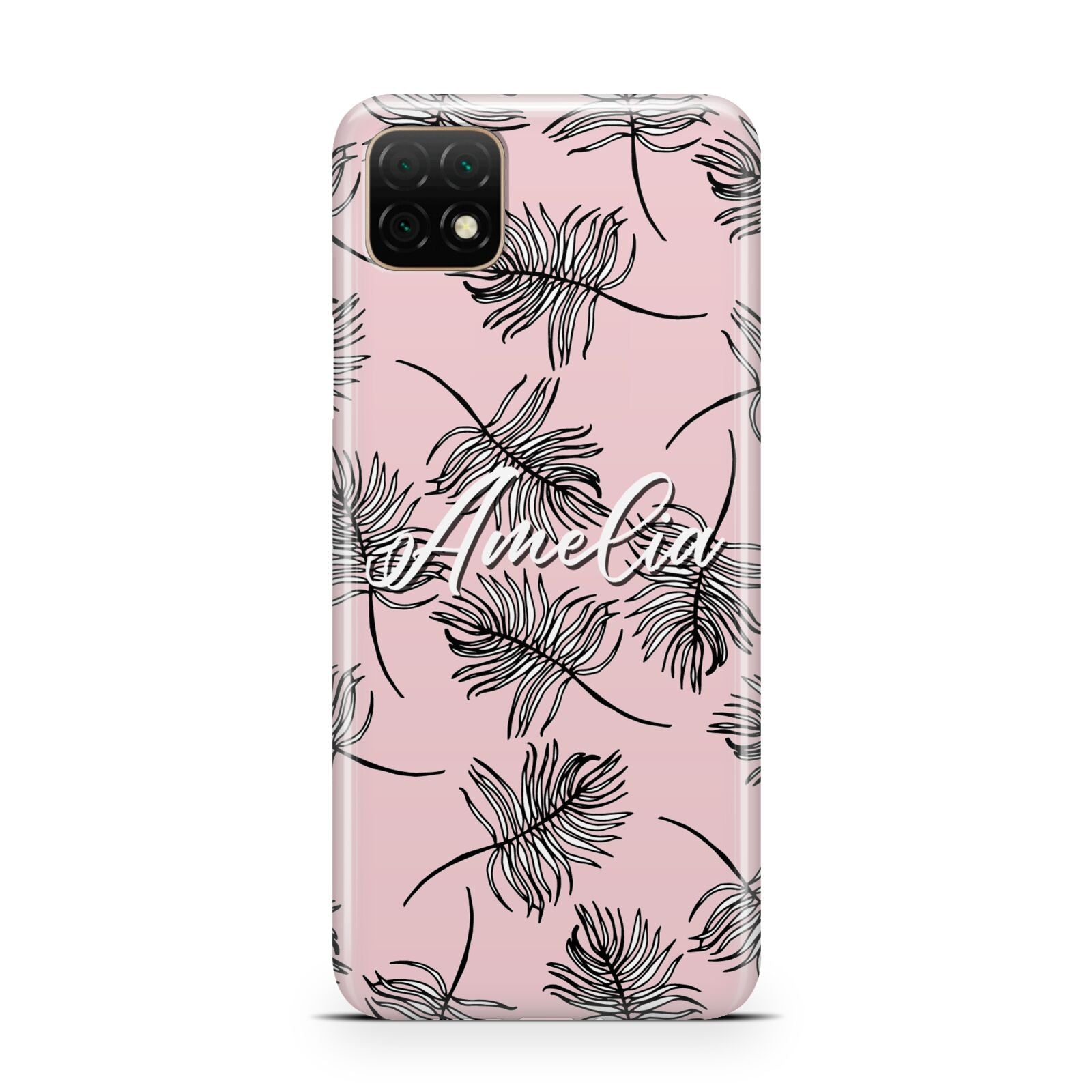 Personalised Pink Monochrome Tropical Leaf Huawei Enjoy 20 Phone Case