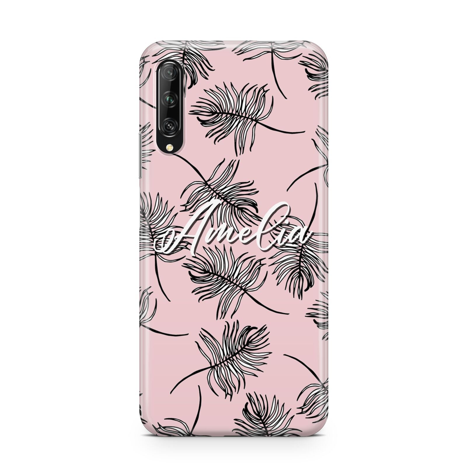 Personalised Pink Monochrome Tropical Leaf Huawei P Smart Pro 2019