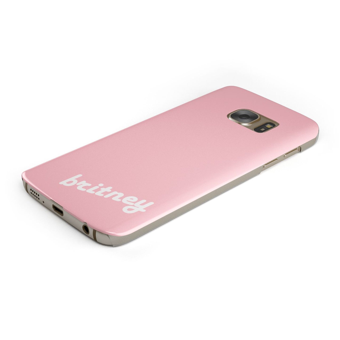 Personalised Pink Name Protective Samsung Galaxy Case Angled Image