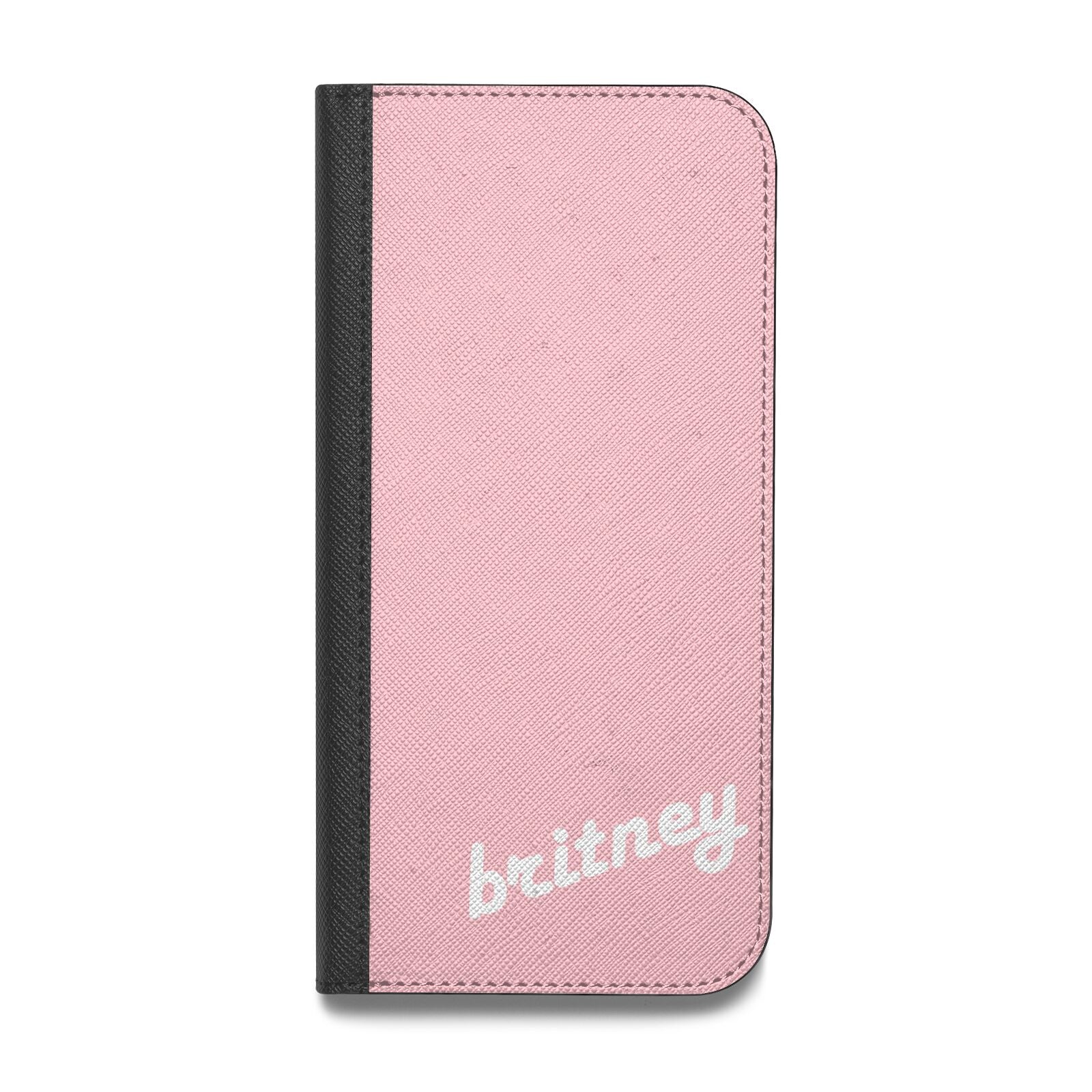 Personalised Pink Name Vegan Leather Flip iPhone Case