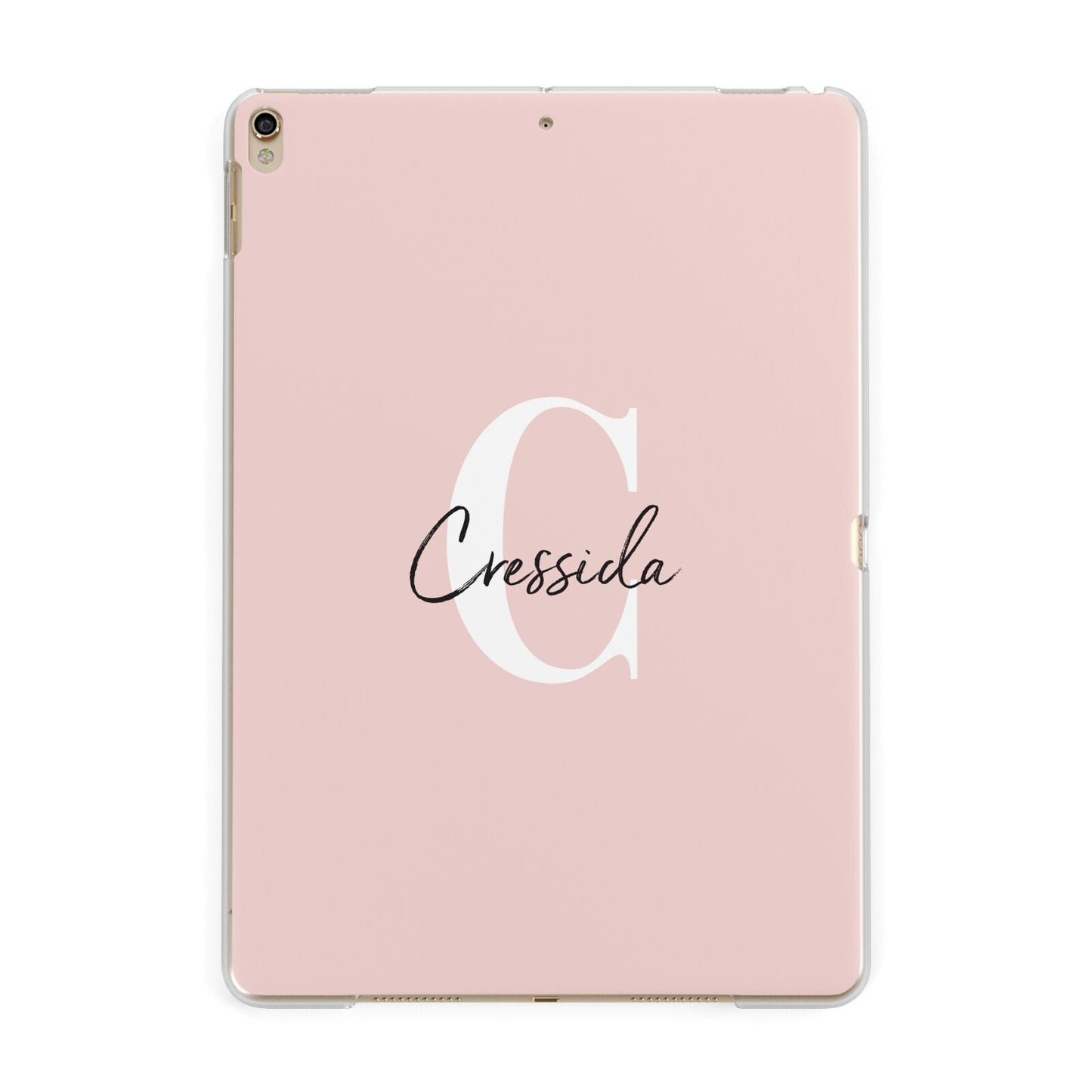 Personalised Pink Name and Initial Apple iPad Gold Case