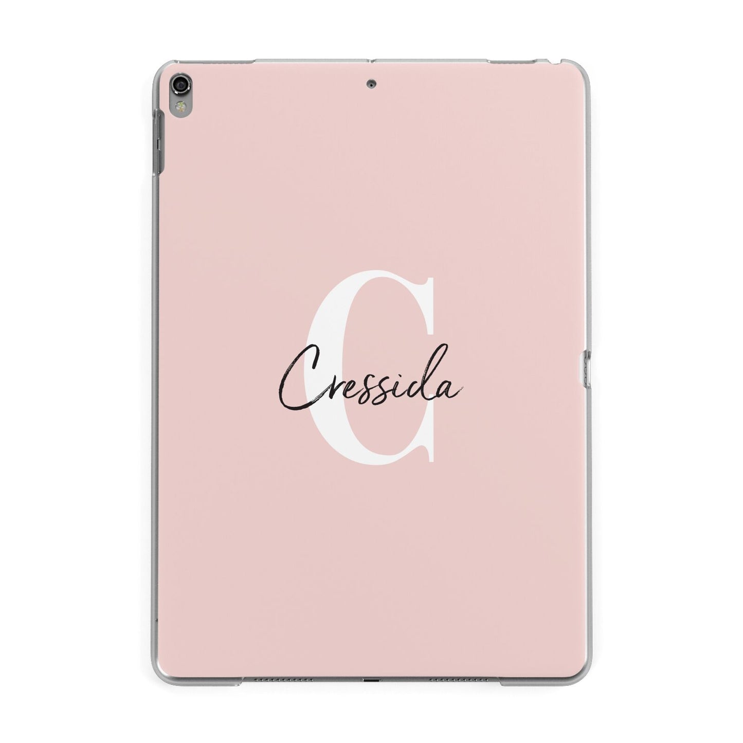 Personalised Pink Name and Initial Apple iPad Grey Case