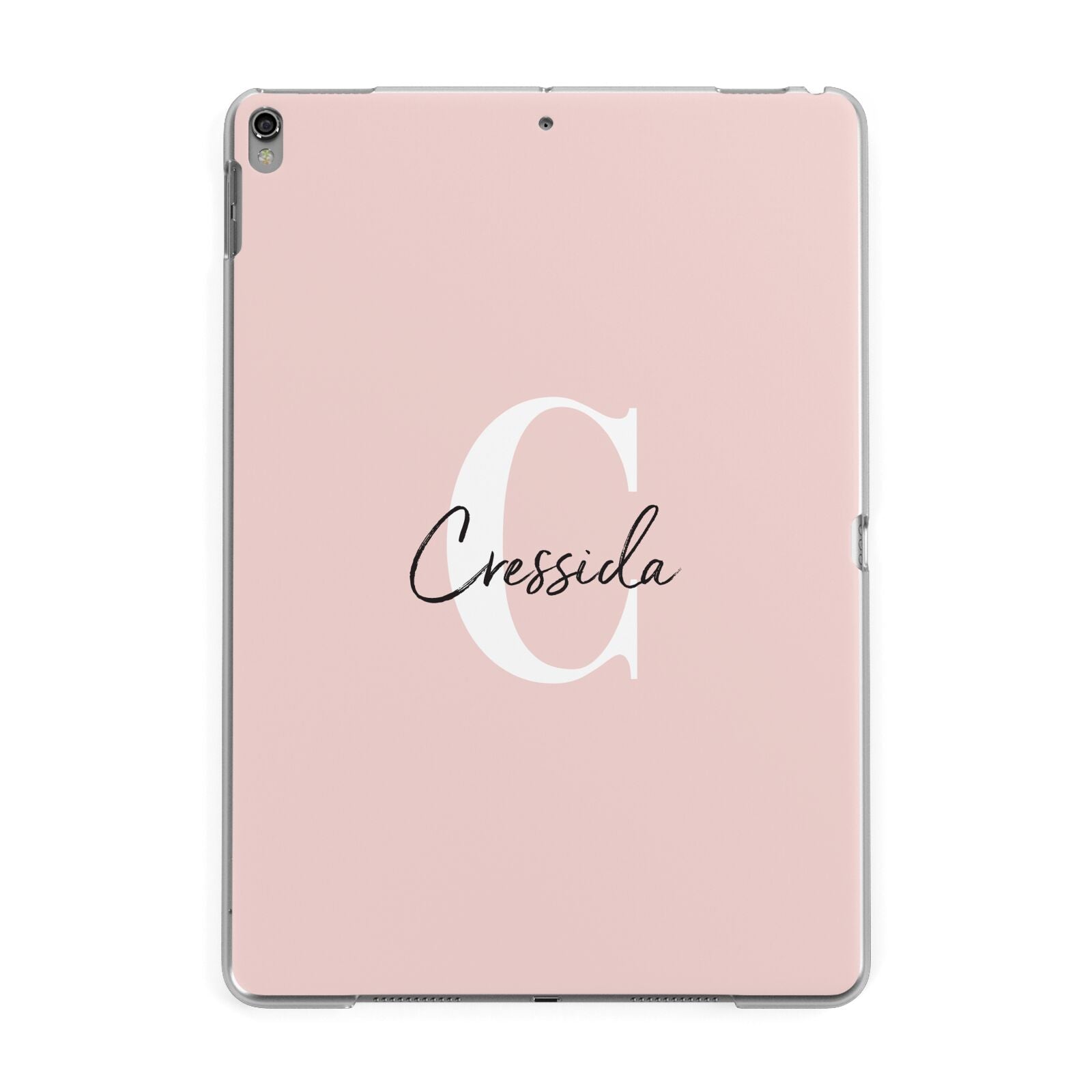 Personalised Pink Name and Initial Apple iPad Grey Case