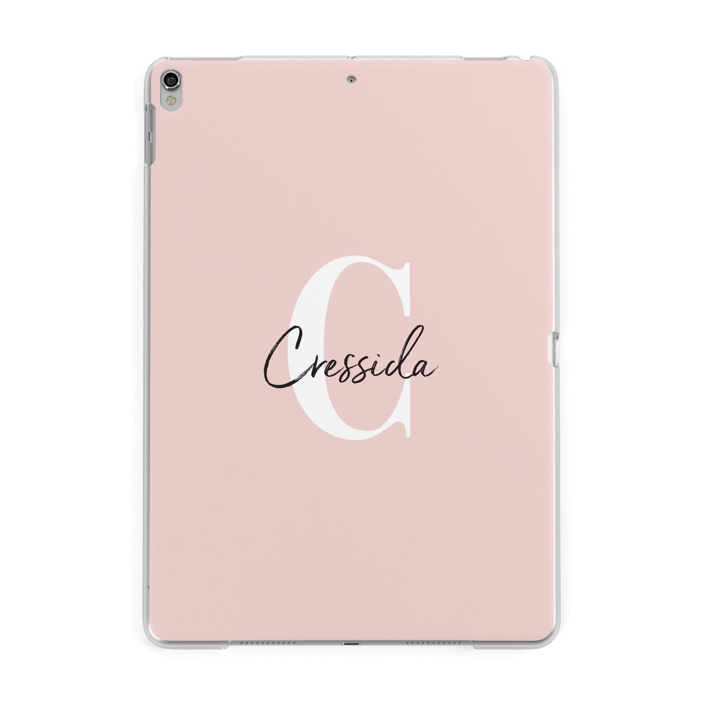 Personalised Pink Name and Initial Apple iPad Silver Case