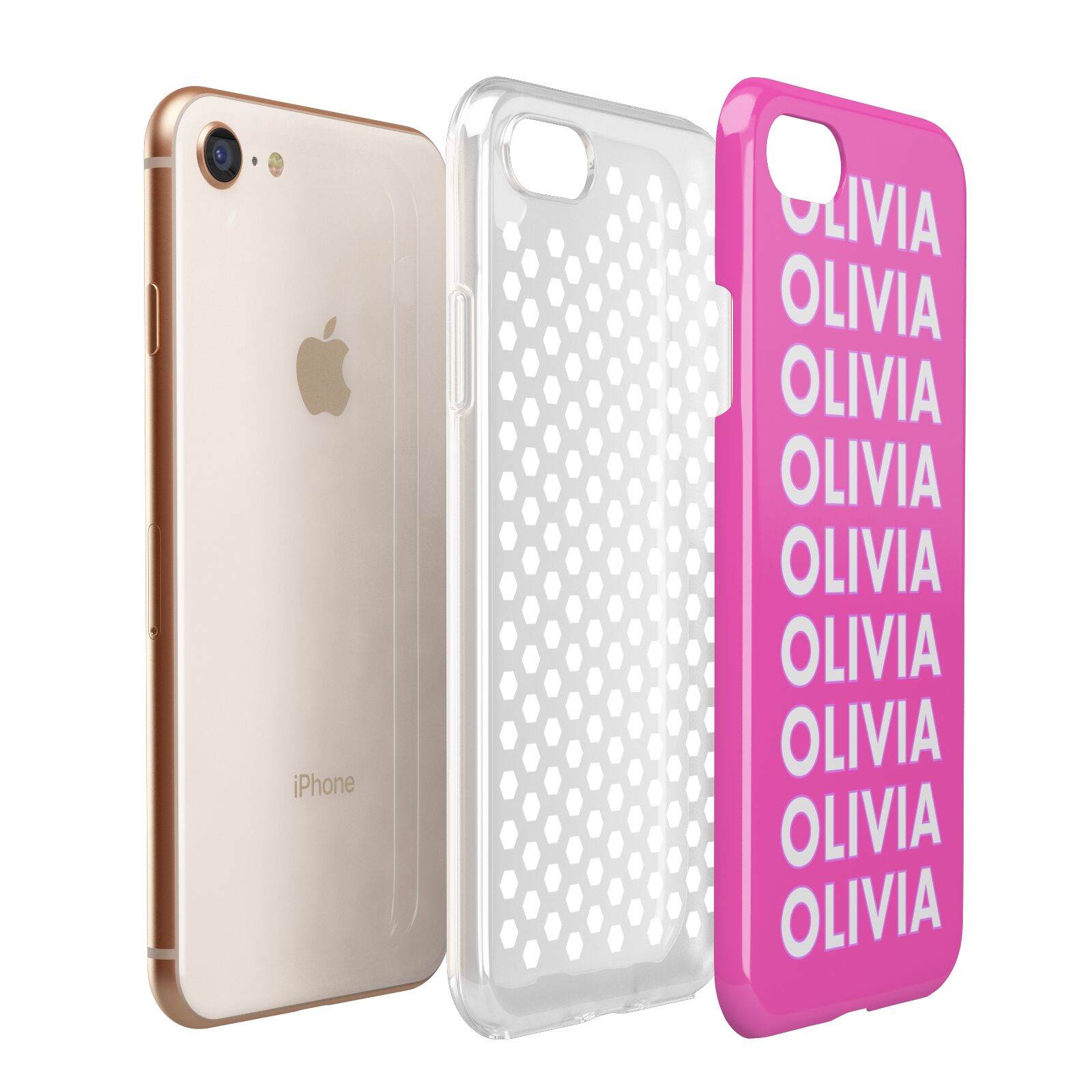 Personalised Pink Names Apple iPhone 7 8 3D Tough Case Expanded View