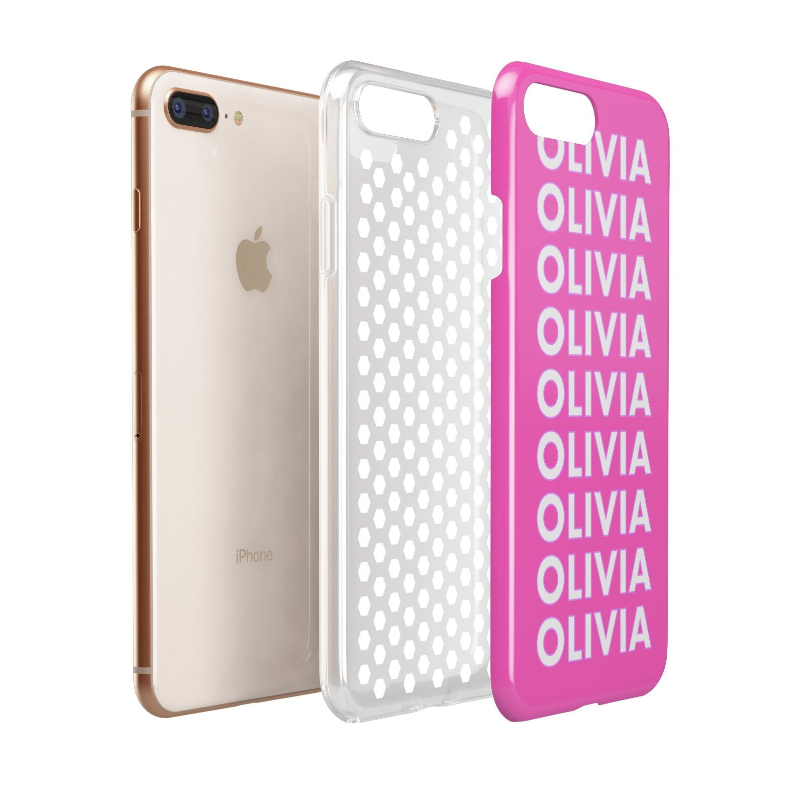 Personalised Pink Names Apple iPhone 7 8 Plus 3D Tough Case Expanded View