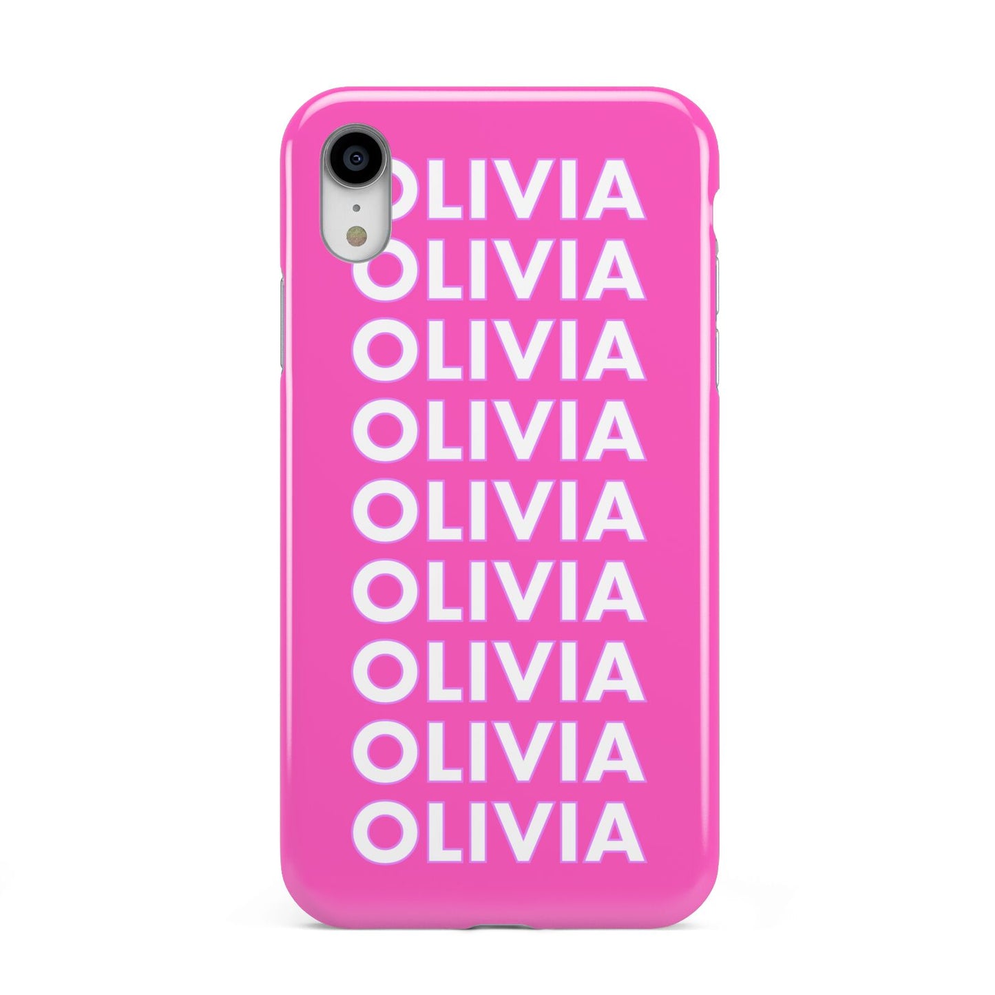 Personalised Pink Names Apple iPhone XR White 3D Tough Case