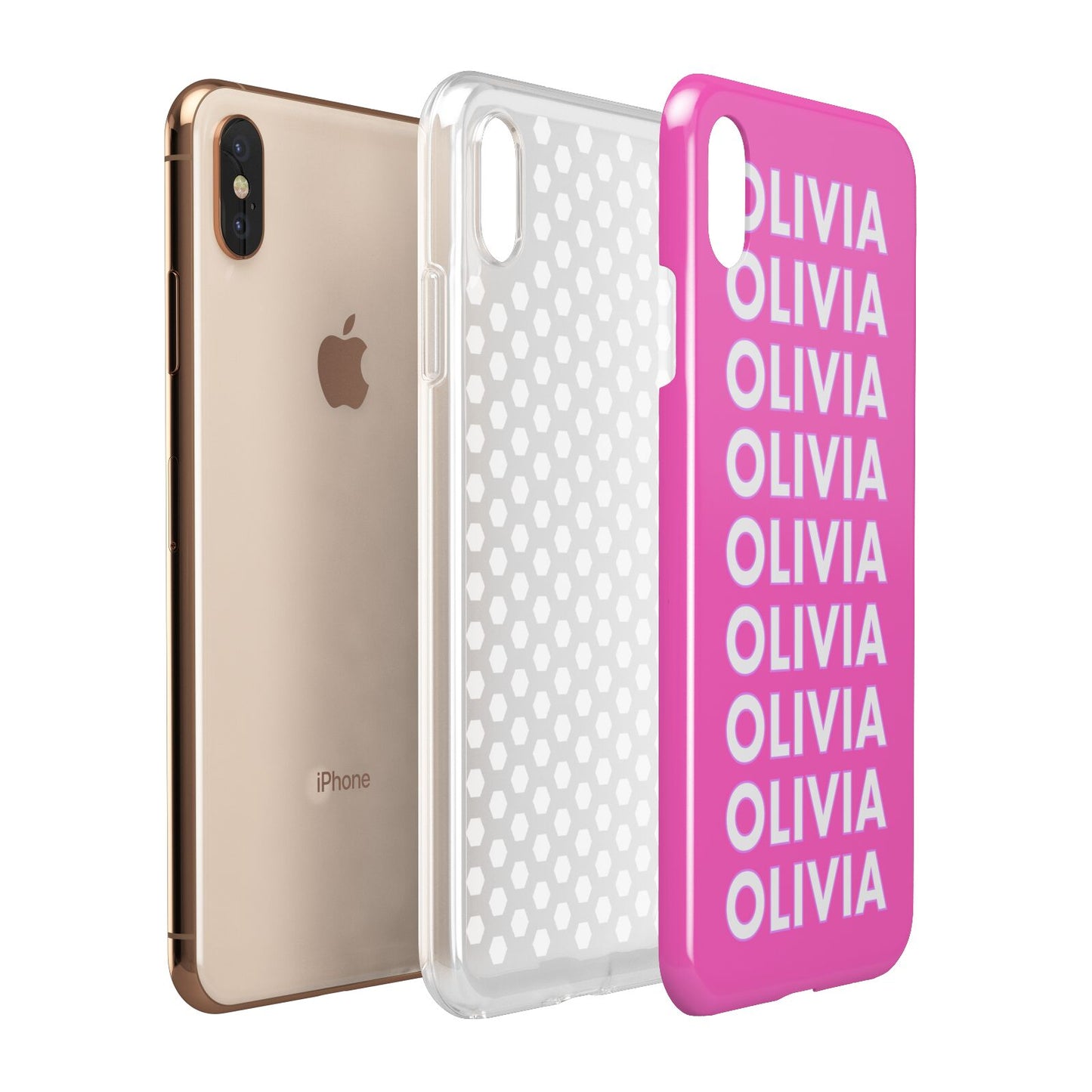 Personalised Pink Names Apple iPhone Xs Max 3D Tough Case Expanded View