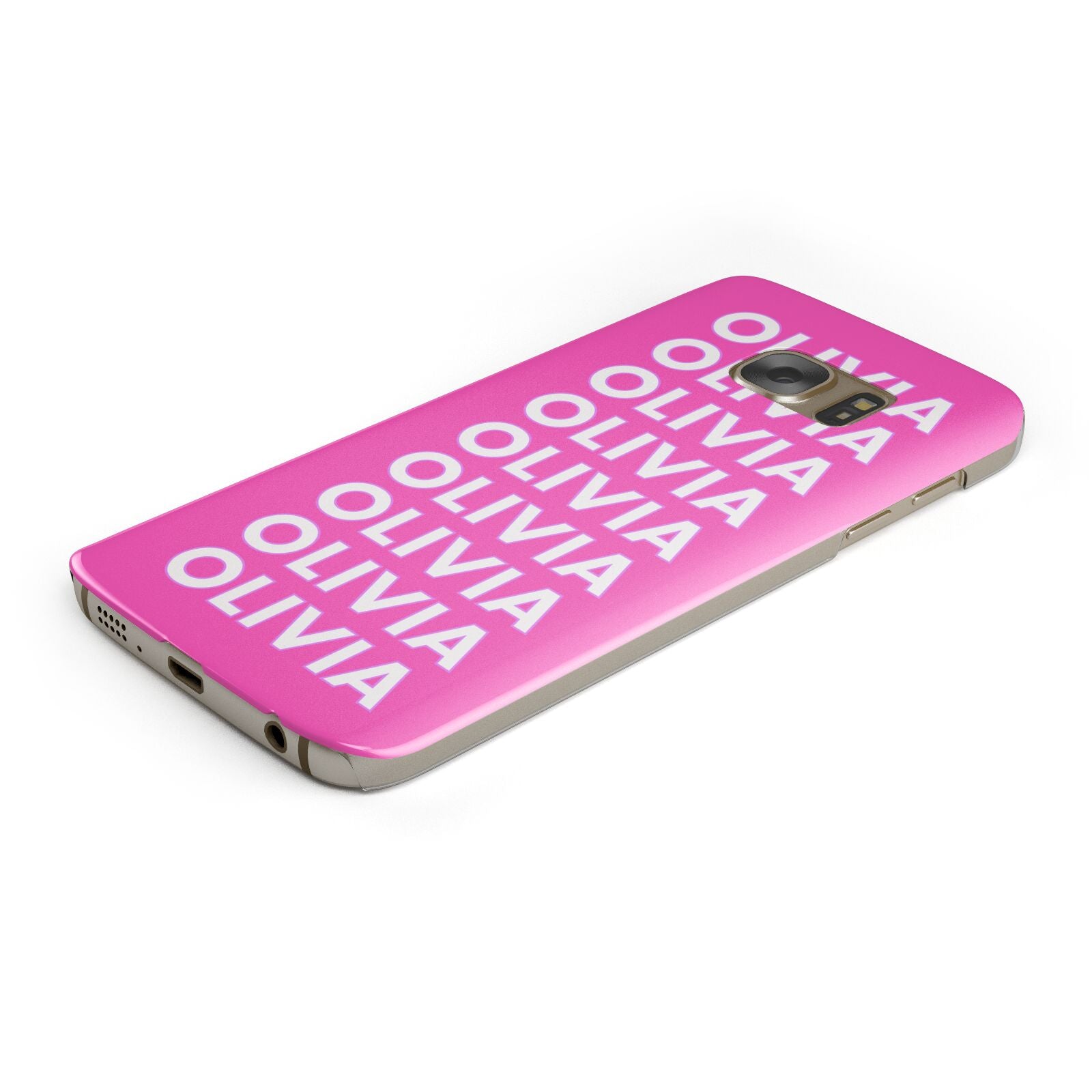 Personalised Pink Names Protective Samsung Galaxy Case Angled Image