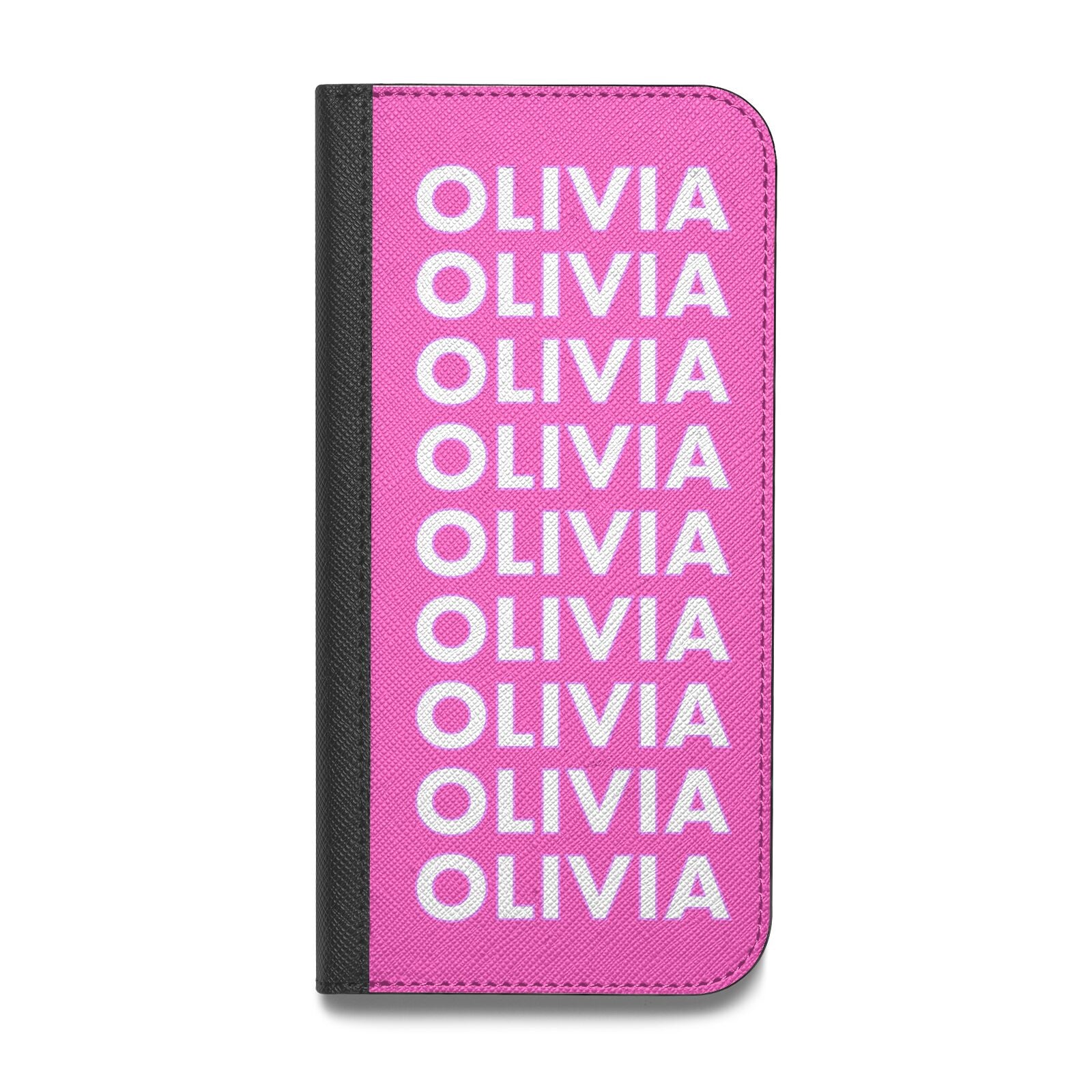 Personalised Pink Names Vegan Leather Flip iPhone Case