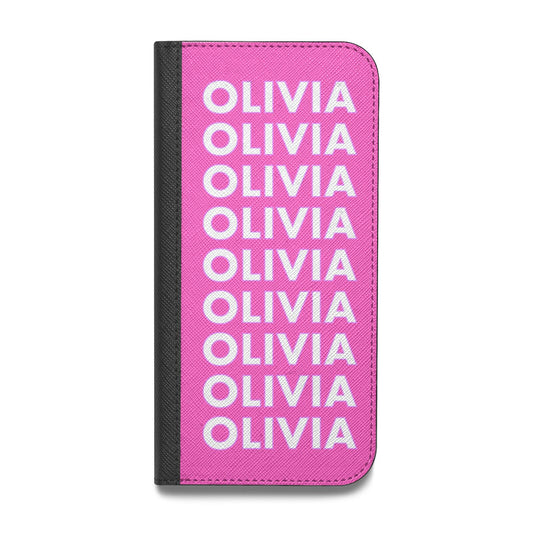 Personalised Pink Names Vegan Leather Flip iPhone Case