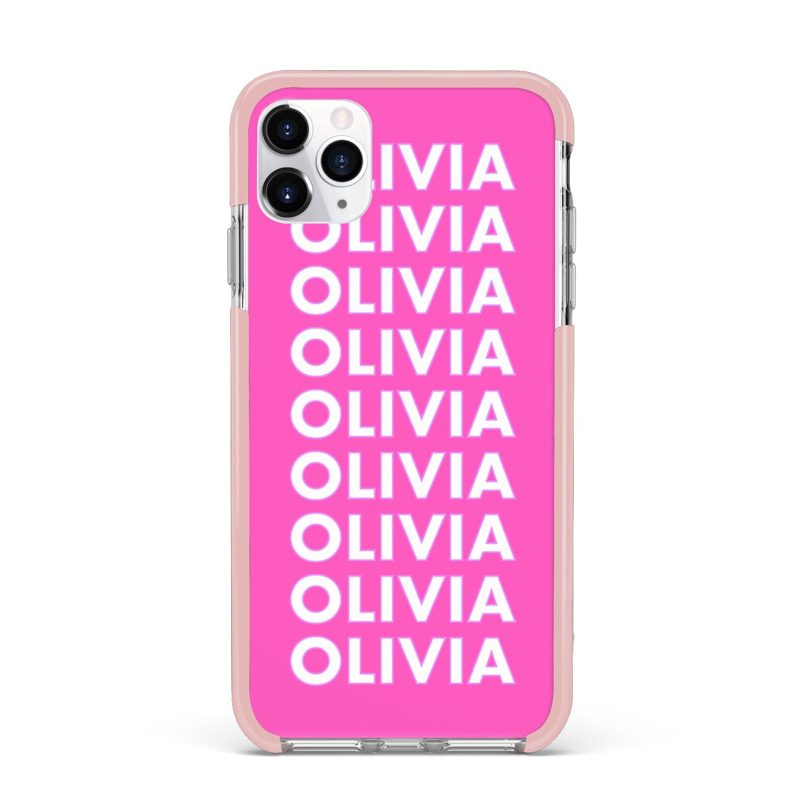 Personalised Pink Names iPhone 11 Pro Max Impact Pink Edge Case