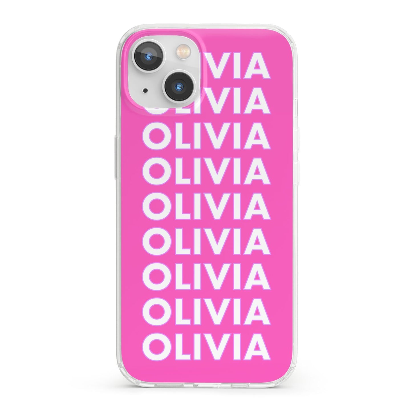 Personalised Pink Names iPhone 13 Clear Bumper Case