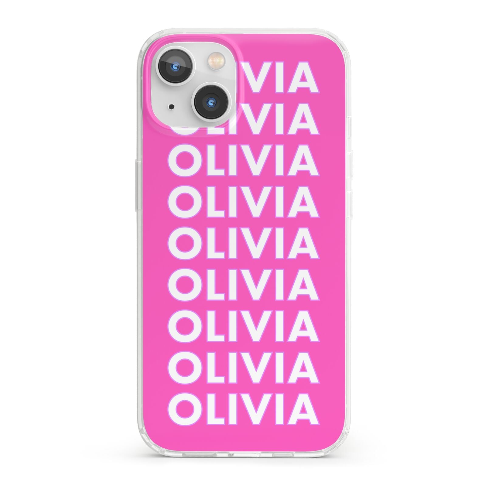 Personalised Pink Names iPhone 13 Clear Bumper Case