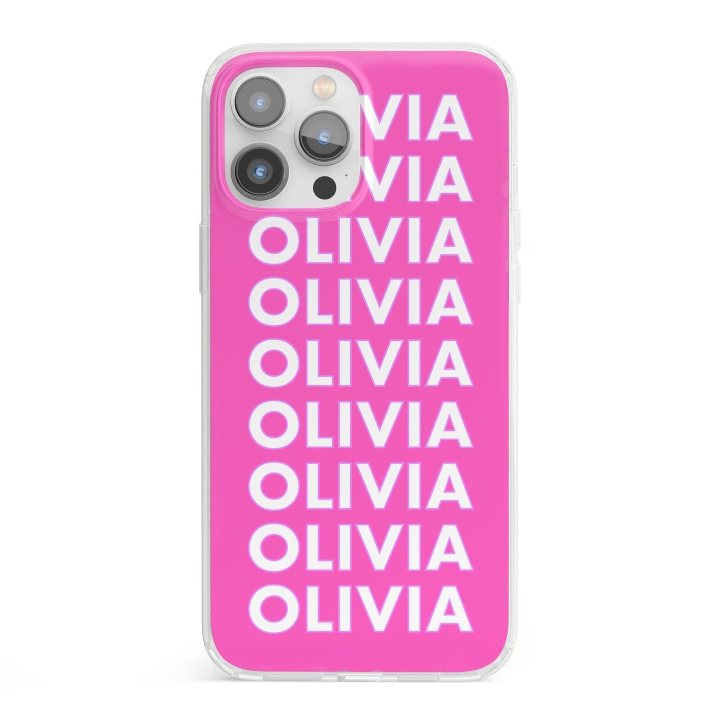 Personalised Pink Names iPhone 13 Pro Max Clear Bumper Case