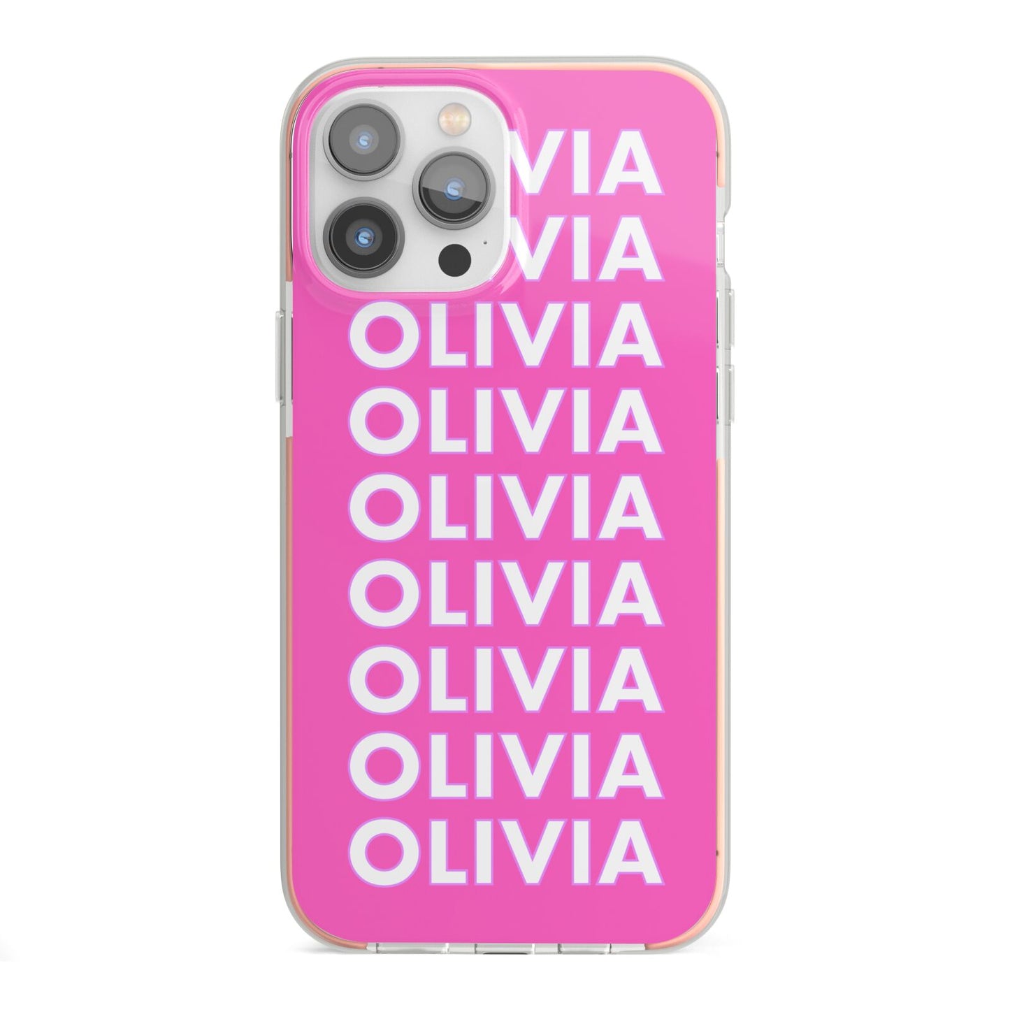 Personalised Pink Names iPhone 13 Pro Max TPU Impact Case with Pink Edges