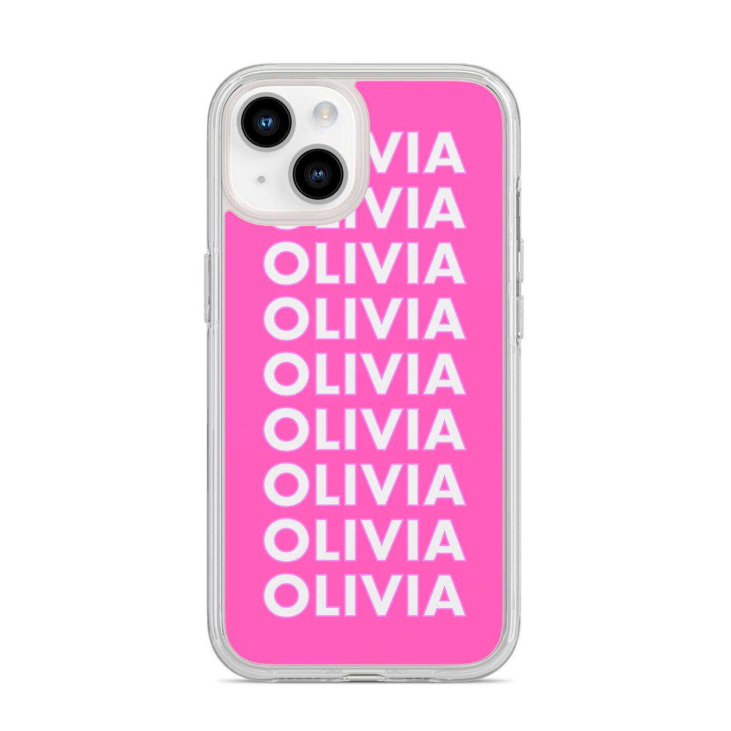 Personalised Pink Names iPhone 14 Clear Tough Case Starlight