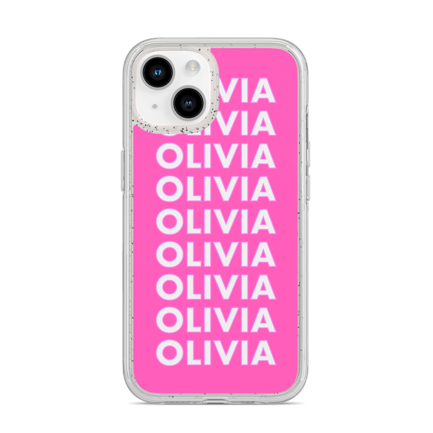 Personalised Pink Names iPhone 14 Glitter Tough Case Starlight