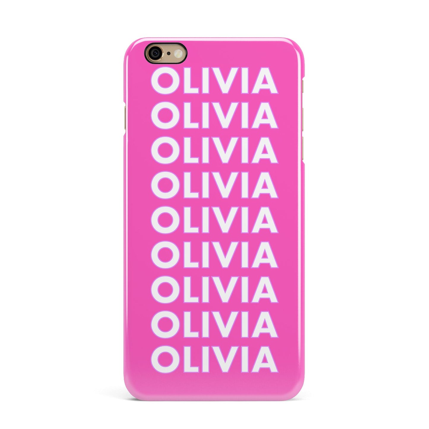 Personalised Pink Names iPhone 6 Plus 3D Snap Case on Gold Phone