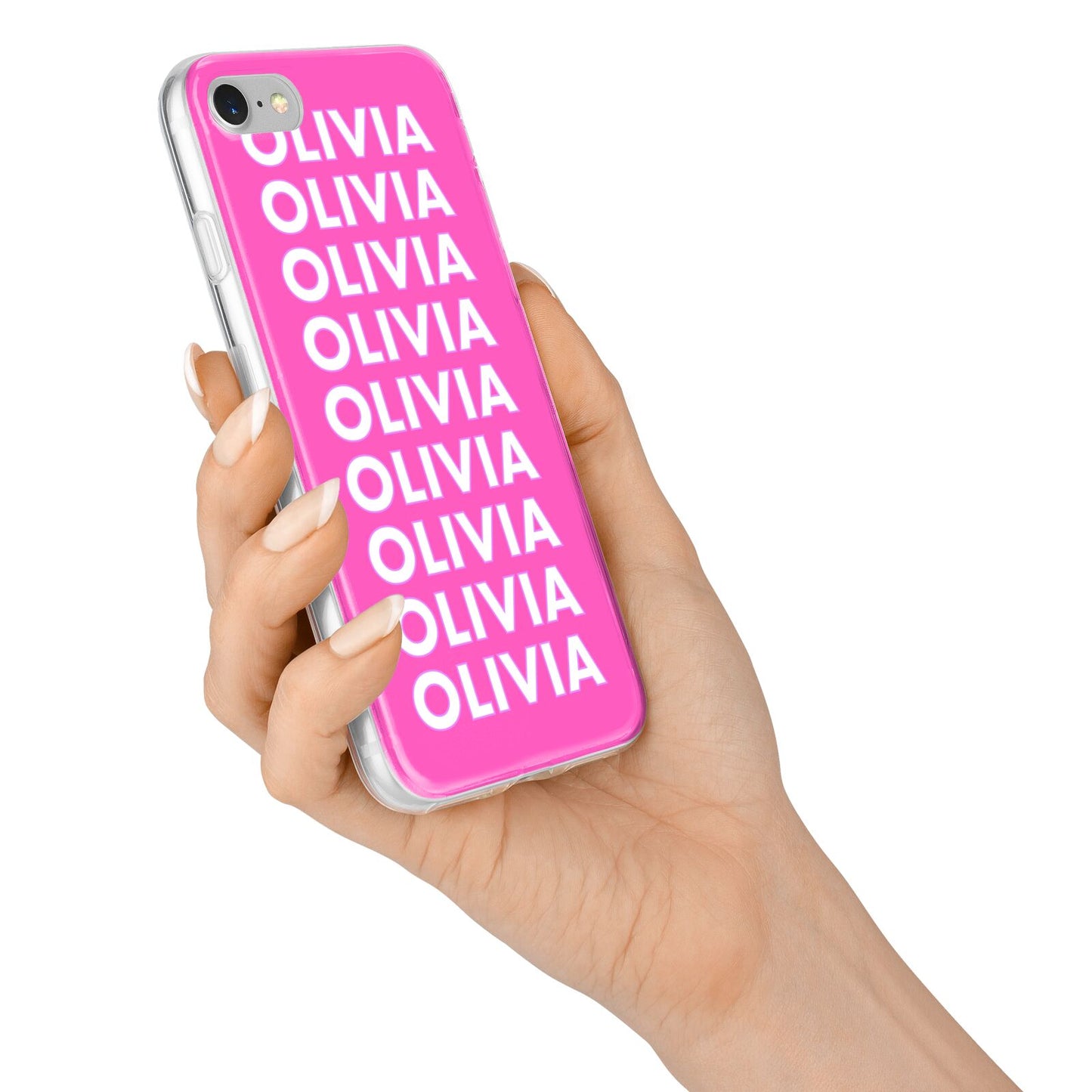 Personalised Pink Names iPhone 7 Bumper Case on Silver iPhone Alternative Image